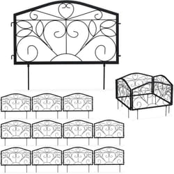 Relaxdays - Bordure potager, 12 éléments, clôture jardin, fer, antique, design antique, ornements, h x l : 33 x 675 cm, noir