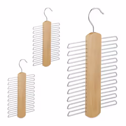 3x Cintres cravates rangement de 20 cravates support cravates armoire crochet pivote à 360° en bois nature