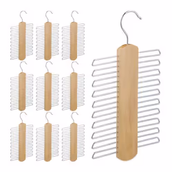 10x Cintres cravates rangement de 20 cravates support cravates armoire crochet pivote à 360° en bois nature