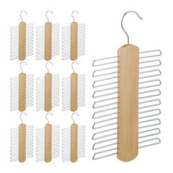 10x Cintres cravates rangement de 20 cravates support cravates armoire crochet pivote à 360° en bois nature