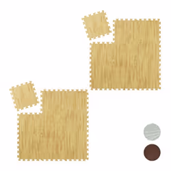 Tapis de protection sol lot de 18 sport et appareils fitness tissu EVA sans BPA env. 17 m² effet bois nature