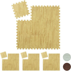 Relaxdays - Tapis de protection, sol, lot de 36, sport et appareils fitness, tissu eva, sans bpa, env. 3,4 m²,effet bois, nature