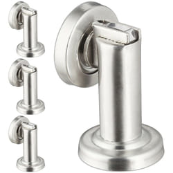 Relaxdays - Butoir de porte à aimant, lot de 4,Cale de porte magnétique, en acier inoxydable, montage au sol ou mural, argenté