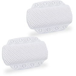 Relaxdays - Lot de 2 coussin de bain, Oreiller de baignoire, Ventouse, Accessoire bien-être nuque et tête spa, 30x19,5x3,5 cm, blanc