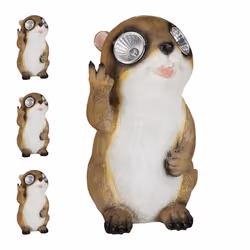 Statue de jardin Marmotte lot de 4 statue d’animal avec yeux solaires LED Déco pour jardin balcon 23 x 13 x 13 cm