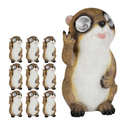 Statue de jardin Marmotte lot de 10 statue d’animal avec yeux solaires LED Déco pour jardin balcon 23 x 13 x 13 cm