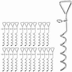 Si vous souhaitez fixer une bâche ou une tente dans le sol, ce lot de 24 piquets de fixation en acier en forme de tire-boucho ...
