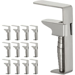 Relaxdays - Pince a nappe, lot de 12, réglable, pour des tables épaisses, inox, jusqu'à une épaisseur de 4,2 cm, argenté