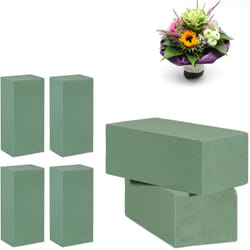 Relaxdays - Mousse florale pour les fleurs fraîches, lot de 6 briques, Mousse d'arrangement, mariage, 7,5x20x10cm, vert