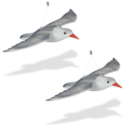 Mouette épouvantail, lot de 2, volante, à suspendre, effaroucheur oiseaux décoratif, jardin balcon terrasse, blanc/gris