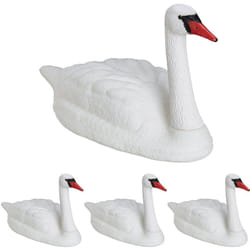 Déco de jardin cygne, lot de 4, flottant, à attacher, plastique, résistant aux intempéries, figurine d'étang, blanc