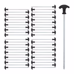 Sardine à visser lot de 48 piquets avec filetage acier sardines de sol pour tente ou pavillon 31 cm noir