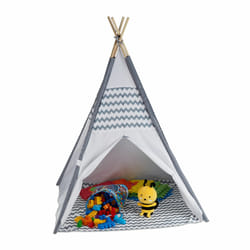Tipi enfant, tente de jeu intérieur, wigwam, pour petits indiens, h x l x p 150 x 120 x 120 cm, blanc/gris - Relaxdays