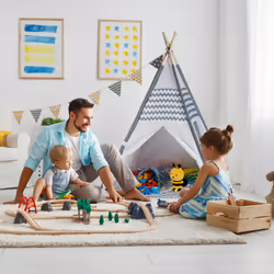Tipi enfant, tente de jeu intérieur, wigwam, pour petits indiens, h x l x p 150 x 120 x 120 cm, blanc/gris - Relaxdays