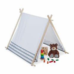 Tipi enfant, tente de jeu intérieur, wigwam décoratif avec fenêtre, h x l x p 92 x 92 x 120 cm, blanc/gris - Relaxdays