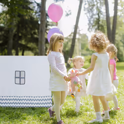 Tipi enfant, tente de jeu intérieur, wigwam décoratif avec fenêtre, h x l x p 92 x 92 x 120 cm, blanc/gris - Relaxdays - Vue supplémentaire 5