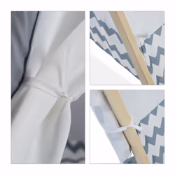 Tipi enfant, tente de jeu intérieur, wigwam décoratif avec fenêtre, h x l x p 92 x 92 x 120 cm, blanc/gris - Relaxdays - Vue supplémentaire 6