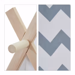 Tipi enfant, tente de jeu intérieur, wigwam décoratif avec fenêtre, h x l x p 92 x 92 x 120 cm, blanc/gris - Relaxdays - Vue supplémentaire 7