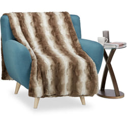 Relaxdays - Plaid fausse fourrure, couverture moelleuse pour le canapé, couvre-lit pratique, taille 150 x 200 cm, brun