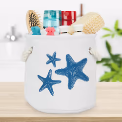 Relaxdays - Panier de rangement en lot de 4, corbeille marine avec poignées, stockage salle de bain, 4 tailles, blanc/bleu