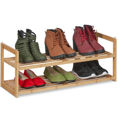 Relaxdays - tagère à chaussures bambou empilable, support avec 2 niveaux, jusqu'à 6 paires, 29,5 x 72,5 x 27 cm, nature