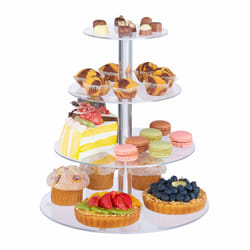 Relaxdays présentoir, 4 étages, ronds, cupcakes, gâteaux, snacks, fruits, petit-déjeuner, en acrylique, transparent