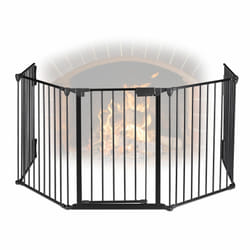 Relaxdays - Grillage protection cheminée, 5 éléments, pour enfants, en acier, avec porte, 75 cm, noir