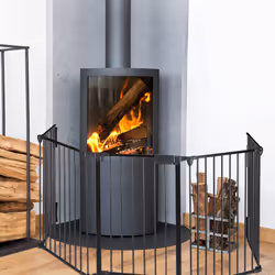 Relaxdays - Grillage protection cheminée, 5 éléments, pour enfants, en acier, avec porte, 75 cm, noir