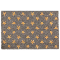 Relaxdays - Paillasson coco, motif étoiles, 60 x 40 cm, tapis antidérapant, natte d'extérieur & intérieur, gris