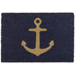 Relaxdays - Paillasson coco, 40 x 60 cm, tapis d'entrée motif ancre, antidérapant, maritime, intérieur & extérieur, bleu