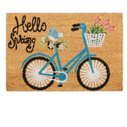 Paillasson coco, inscription & motif vélo, tapis d'entrée intérieur & extérieur, 40x60 cm, nature - Relaxdays