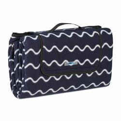 Relaxdays - Couverture pique-nique xxl, 200 x 200 cm, tapis de plage, isolation thermique, imperméable, bleu foncé/blanc