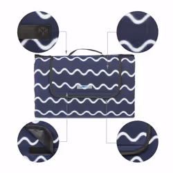 Relaxdays - Couverture pique-nique xxl, 200 x 200 cm, tapis de plage, isolation thermique, imperméable, bleu foncé/blanc