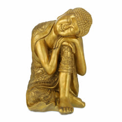 Relaxdays - Statue de Bouddha jardin, résistant aux intempéries et au gel, repos, objet déco xl, hlp 61 x 40 x 37 cm, doré