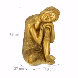 Relaxdays - Statue de Bouddha jardin, résistant aux intempéries et au gel, repos, objet déco xl, hlp 61 x 40 x 37 cm, doré - Vue supplémentaire 4