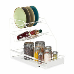 Relaxdays - Organiseur de placard, coulissant, autonome, espace de rangement, étagère de cuisine, hlp 39,5x25x40 cm, blanc
