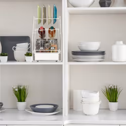 Relaxdays - Organiseur de placard, coulissant, autonome, espace de rangement, étagère de cuisine, hlp 39,5x25x40 cm, blanc