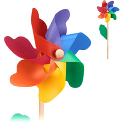 Relaxdays - Moulin à vent lot de 2, décoration, pour enfants et adultes, jardin, balcon et terrasse, bois/PP, coloré