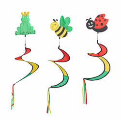 Relaxdays - Moulin à vent en spirale, Set de 3, Motif animaux, Jardin et balcon, multicolore