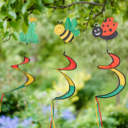 Relaxdays - Moulin à vent en spirale, Set de 3, Motif animaux, Jardin et balcon, multicolore