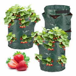 Relaxdays - Sac de plantation en lot de 3, avec fond perforé, 2 poignées, en plastique, h x d : 44 x 33 cm, vert foncé