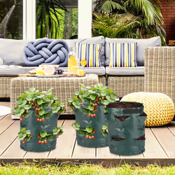 Relaxdays - Sac de plantation en lot de 3, avec fond perforé, 2 poignées, en plastique, h x d : 44 x 33 cm, vert foncé