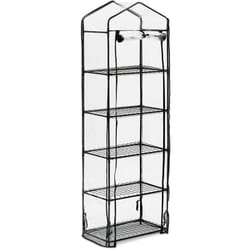 Relaxdays - serre de balcon, 5 étagères, structure en acier et bâche en pvc, hlp : 193 x 58 x 36 cm, transparent/noir