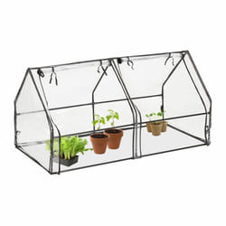 Relaxdays - Serre de jardin 2 portes, bâche en pvc, pour vos plantations précoces, HxLxP : 92 x 180 x 92 cm transparent