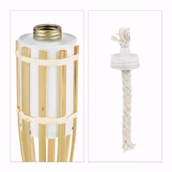 Relaxdays Torches en bambou, Set de 10, flambeaux extérieurs, HxD : 90 x 6 cm, rechargeable avec mèches de rechange - Vue supplémentaire 6