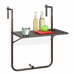 Table balcon suspendue, pliante, réglable en hauteur sur 3 niveaux, aspect bois, LxP: 59,5 x 36 cm, marron - Relaxdays