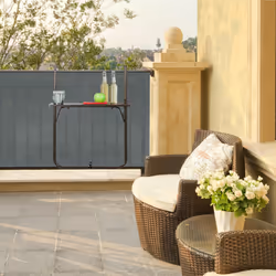 Table balcon suspendue, pliante, réglable en hauteur sur 3 niveaux, aspect bois, LxP: 59,5 x 36 cm, marron - Relaxdays