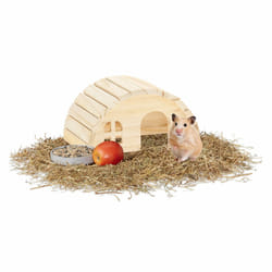 Relaxdays - Maison pour hamster (nain) et souris, en bois, accessoire de cage, h x l x p : env. 10 x 18,5 x 13 cm, nature