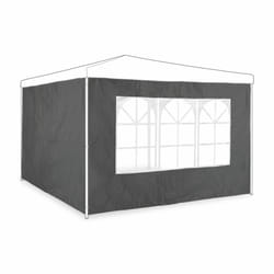 Paroi latérale tonnelle en lot de 2, h x l : 2 x 3 m, panneau pour pavillon avec fenêtre, imperméable, gris - Relaxdays