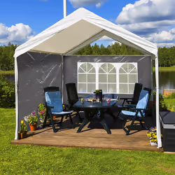 Paroi latérale tonnelle en lot de 2, h x l : 2 x 3 m, panneau pour pavillon avec fenêtre, imperméable, gris - Relaxdays